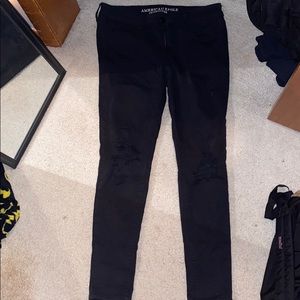 black american eagle ripped skinny jeggings
